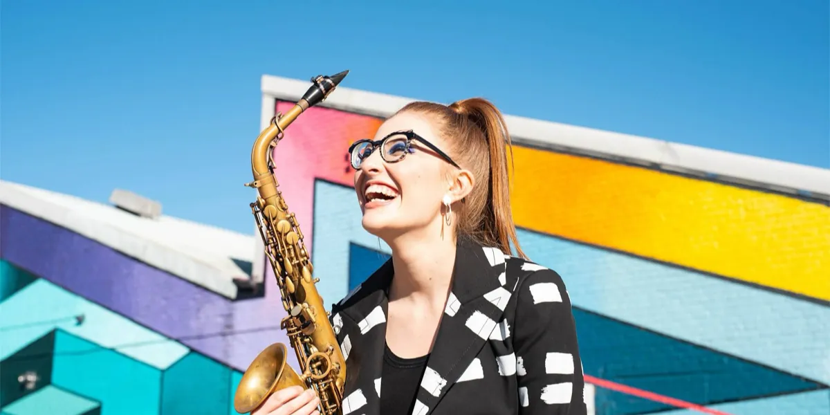 Concert artwork for The Cumnock Tryst: Jess Gillam plays MacMillan’s Saxophone Concerto